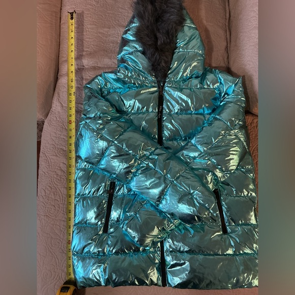 NEW White Mark Metallic Teal Blue Puffer Jacket XL w Hood New Without Tags - Picture 2 of 10